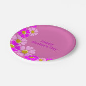 ハッピーマザーズデイピンクかわいらしフラワーズ紙プレート ペーパープレート (アングル)