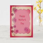 ハッピーマザーズデイピンクのトリムとタンポポの種子 カード (黄色い花)