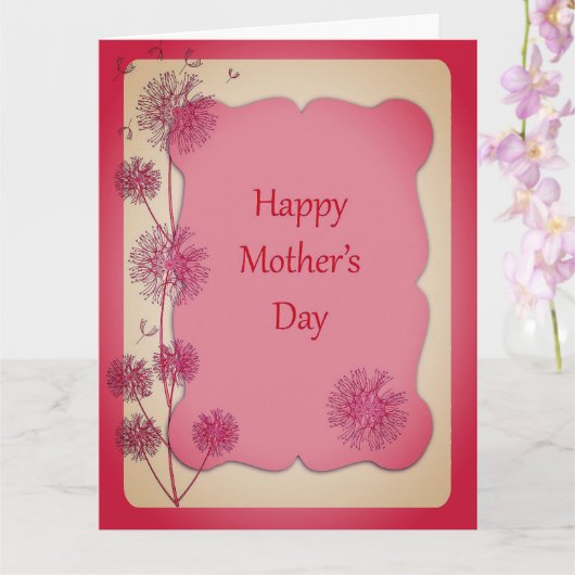 ハッピーマザーズデイピンクのトリム&ダンデリオンシーズビッグ カード (蘭)