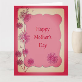 ハッピーマザーズデイピンクのトリム&ダンデリオンシーズビッグ カード