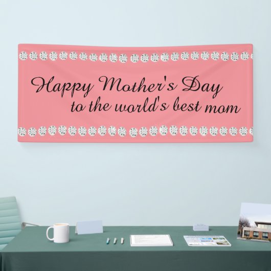ハッピーマザーズデイピンクの宝石ダイヤモンド 横断幕 (トレードショー)