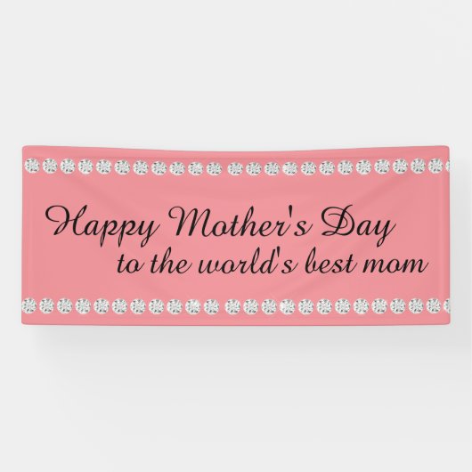 ハッピーマザーズデイピンクの宝石ダイヤモンド 横断幕 (横)