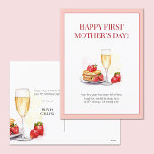 ハッピーマザーズデイピンクの水彩初めて母 シーズンポストカード
