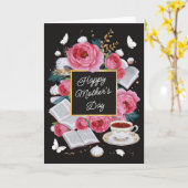 ハッピーマザーズデイピンクの花甘いカスタマイズ カード (黄色い花)