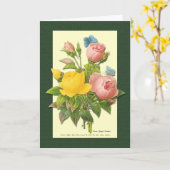 ハッピーマザーズデイピンクイエローヴィンテージバラ カード (黄色い花)
