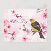 ハッピーマザーズデイピンクウォーターさくらんぼ花 ポストカード (正面)