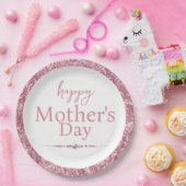 ハッピーマザーズデイピンクグリッターとダイヤモンド ペーパープレート (パーティー)