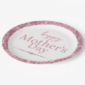 ハッピーマザーズデイピンクグリッターとダイヤモンド ペーパープレート (アングル)