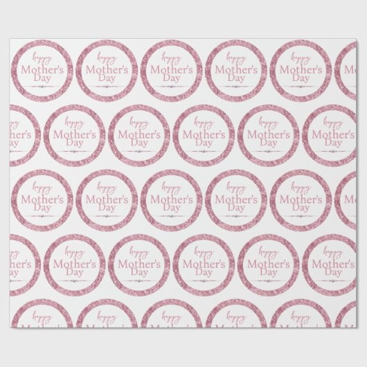 ハッピーマザーズデイピンクグリッターとダイヤモンド ラッピングペーパー (フラット)
