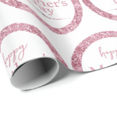 ハッピーマザーズデイピンクグリッターとダイヤモンド ラッピングペーパー (ロールコーナー)