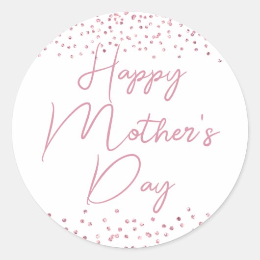 ハッピーマザーズデイピンクグリッター紙吹雪 ラウンドシール (正面)