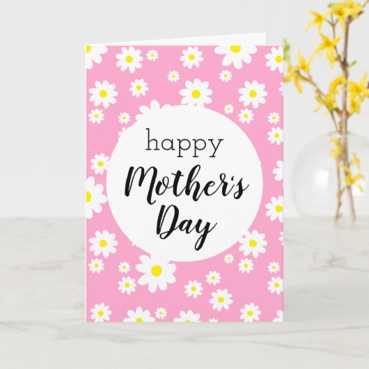 ハッピーマザーズデイピンクデイジー花柄カード カード (黄色い花)