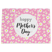 ハッピーマザーズデイピンクデイジー花柄 ラージペーパーバッグ (正面)
