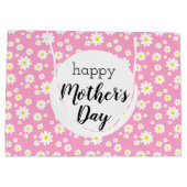 ハッピーマザーズデイピンクデイジー花柄 ラージペーパーバッグ (裏面)