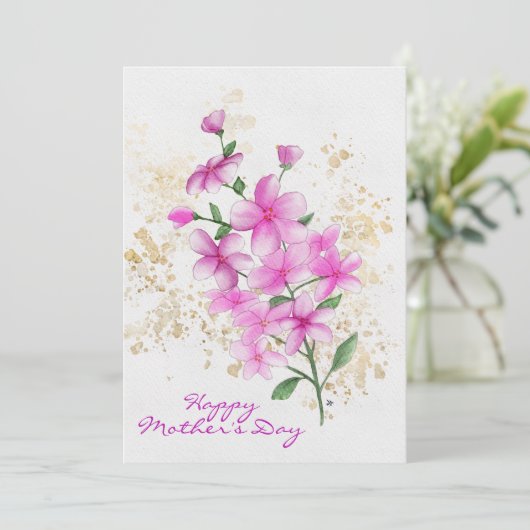 ハッピーマザーズデイピンクフラワーズ金ゴールド（ばちゃばちゃ）跳ねる シーズンカード (スタンド正面)