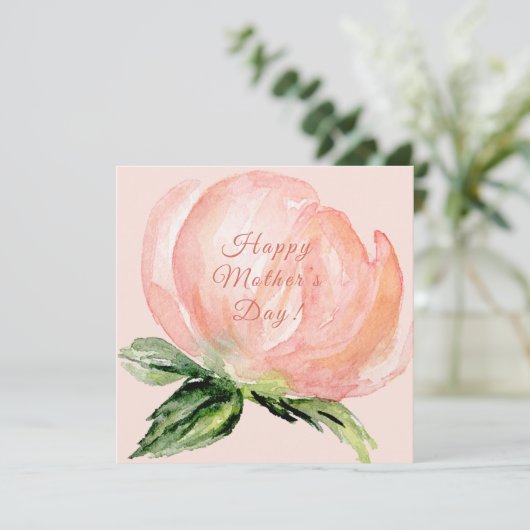 ハッピーマザーズデイピンクフローラ水彩画 シーズンカード (スタンド正面)