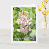 ハッピーマザーズデイピンクブルーボンネットグリーティングカード カード (黄色い花)