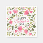 ハッピーマザーズデイピンクモダンフローラ植物学 スタンダードカクテルナプキン (正面)