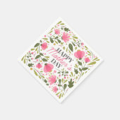 ハッピーマザーズデイピンクモダンフローラ植物学 スタンダードカクテルナプキン (角)