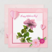 ハッピーマザーズデイピンクローズウォーターカラーフローラ シーズンカード (正面/裏面)