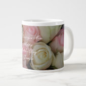 ハッピーマザーズデイピンクローゼス花の写真 ジャンボコーヒーマグカップ (正面右)