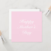 ハッピーマザーズデイピンク白エレガント文字シック カード (正面/裏面インサイチュ)