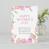 ハッピーマザーズデイピンク色図解入りの、写真付きの 箔シーズンカード (立ち正面)