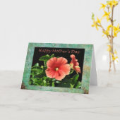 ハッピーマザーズデイピーチハイビスカス カード (黄色い花)