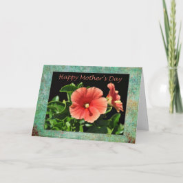 ハッピーマザーズデイピーチハイビスカス カード