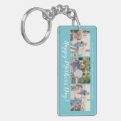 ハッピーマザーズデイフォトコラージュカスタムアクアブルー キーホルダー (正面左)