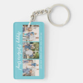 ハッピーマザーズデイフォトコラージュカスタムアクアブルー キーホルダー (裏面)