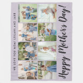 ハッピーマザーズデイフォトコラージュメッセージパープル フリースブランケット (正面)