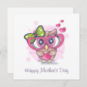 ハッピーマザーズデイフクロウピンクラブハート シーズンカード (正面/裏面)