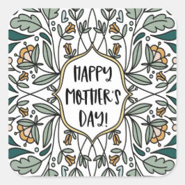 ハッピーマザーズデイフローライラスト スクエアシール