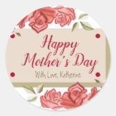 ハッピーマザーズデイフローラクラシックチャームレッドローズ ラウンドシール (正面)
