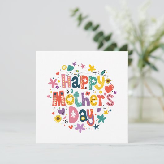 ハッピーマザーズデイフローラクールレタリングデザイン シーズンカード (スタンド正面)