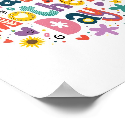 ハッピーマザーズデイフローラスタイリッシュレタリング ポスター (角)