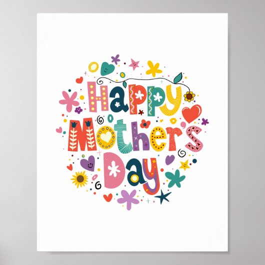 ハッピーマザーズデイフローラスタイリッシュレタリング ポスター (正面)