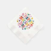 ハッピーマザーズデイフローラスタイリッシュレタリング 縁ありカクテルナプキン (角)