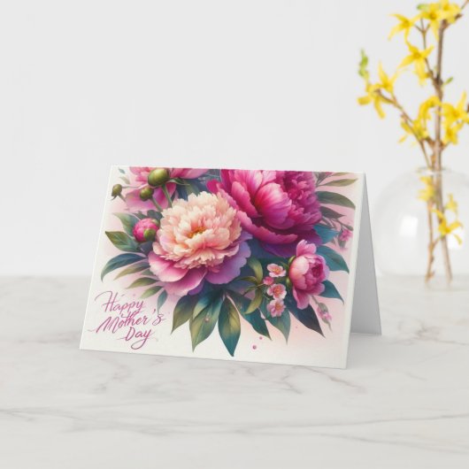 ハッピーマザーズデイフローラホリディグリーティング カード (黄色い花)