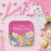 ハッピーマザーズデイフローラ開花 ペーパープレート (パーティー)