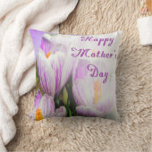 ハッピーマザーズデイブライトパープルとホワイトチューリップ クッション (ブランケット)