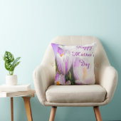 ハッピーマザーズデイブライトパープルとホワイトチューリップ クッション (椅子)