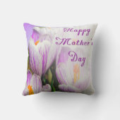 ハッピーマザーズデイブライトパープルとホワイトチューリップ クッション (裏面)