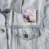 ハッピーマザーズデイブライトパープルとホワイトチューリップ 缶バッジ (インサイチュ)