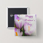 ハッピーマザーズデイブライトパープルとホワイトチューリップ 缶バッジ (正面&裏面)