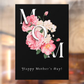 ハッピーマザーズデイブラックモダンクリエイティブ花 ウィンドウサイン (シート2)