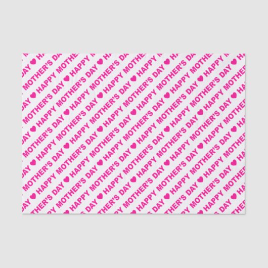ハッピーマザーズデイホットピンクオンホワイトティッシュペーパー 薄葉紙 (正面)