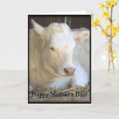 ハッピーマザーズデイホワイトカウグリーティングカード カード (黄色い花)