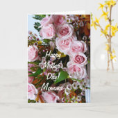 ハッピーマザーズデイママ/ピンクローズ カード (黄色い花)